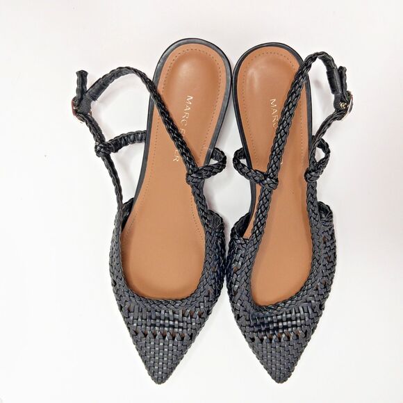 Marc Fisher Woven Slingback Kelysa Ballet Flat Black Pointed Toe Womens Size 8.5 - Picture 14 of 14